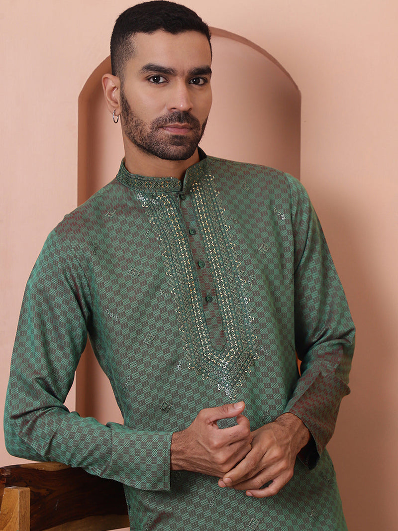 Men's Sequins Embroidered Kurtas