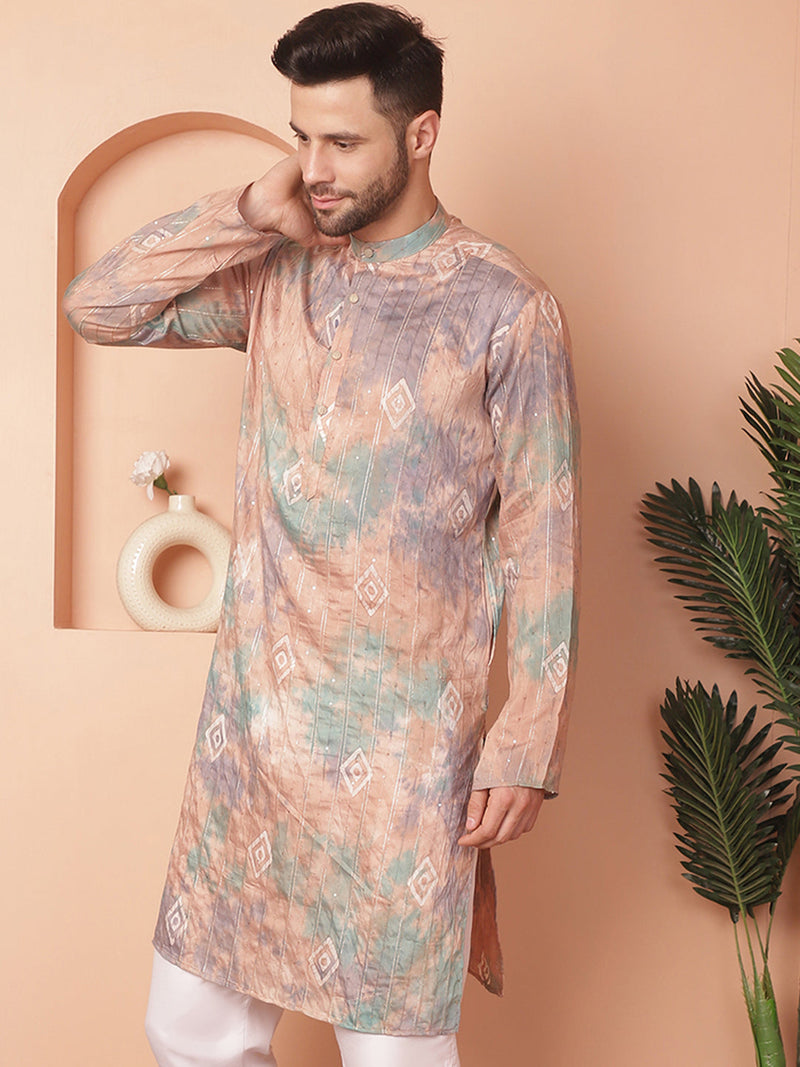 Men's Multi Tei-Dye Printed Kurtas