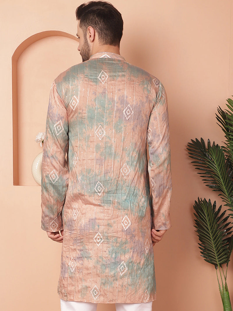 Men's Multi Tei-Dye Printed Kurtas