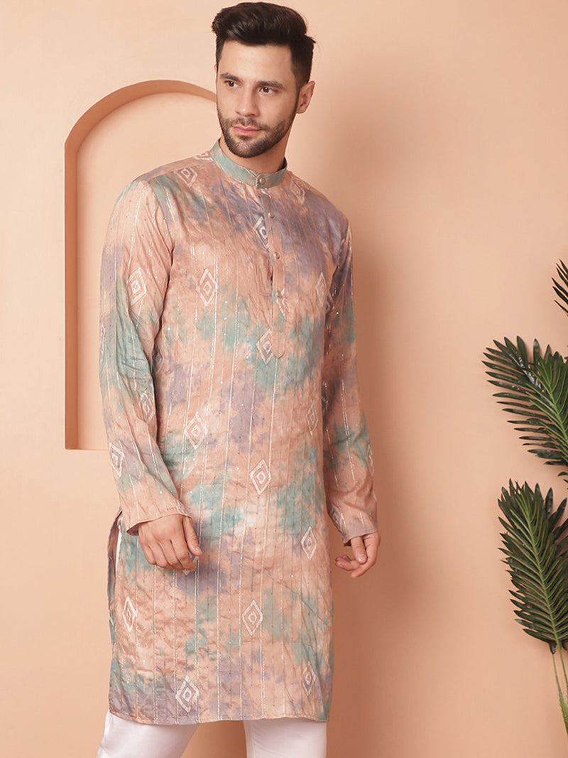 Men's Multi Tei-Dye Printed Kurtas