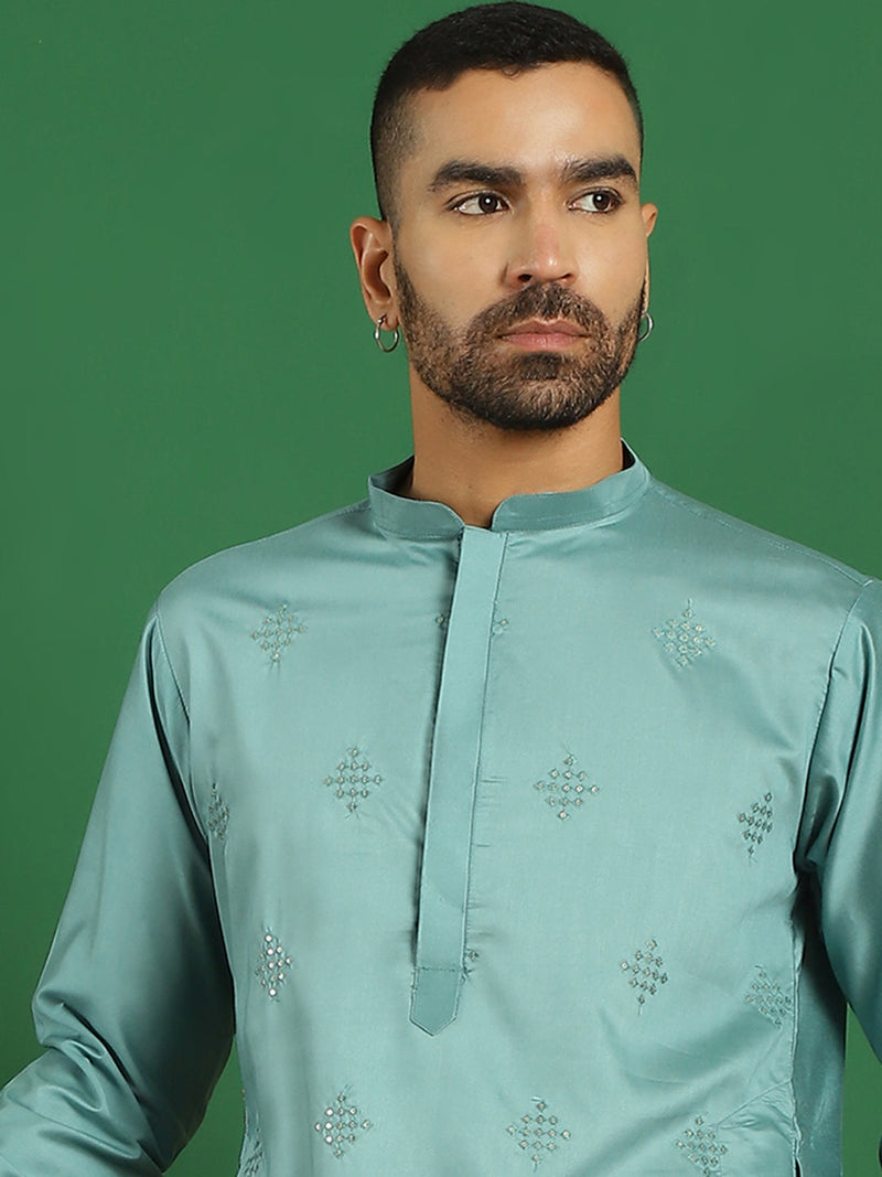 Men Purple Embroidered and Sequence Kurtas