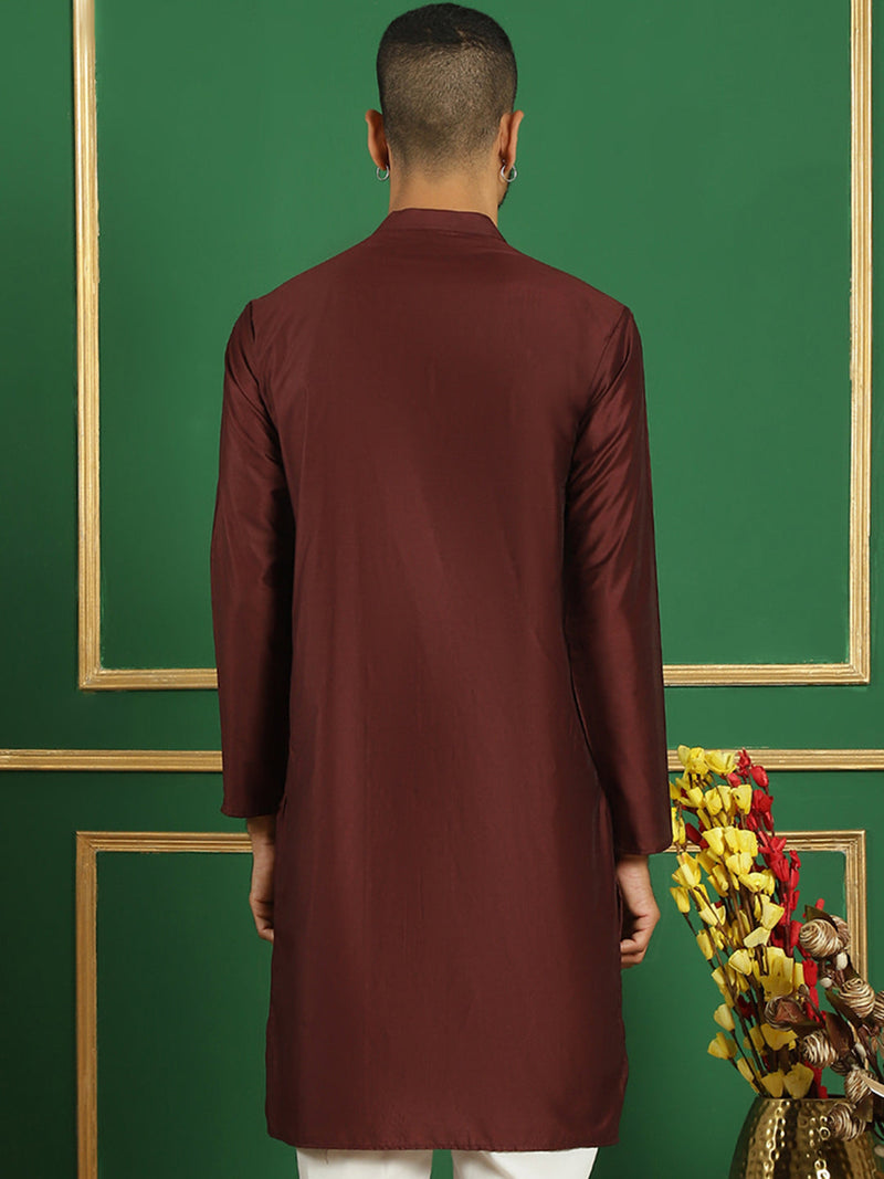 Men Black Embroidered and Sequence Kurtas