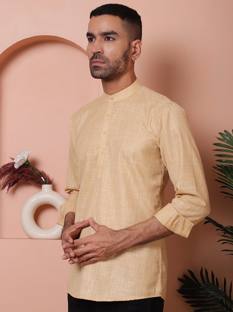 Men Woven Design Short Kurta