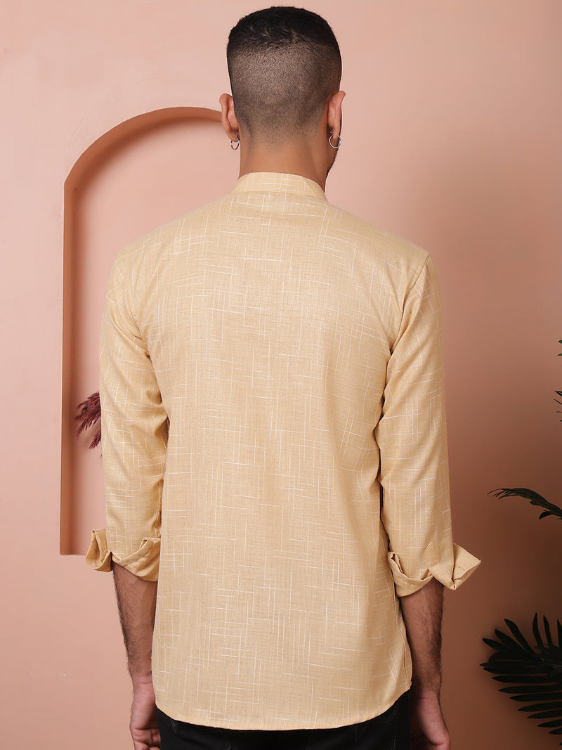 Men Woven Design Short Kurta