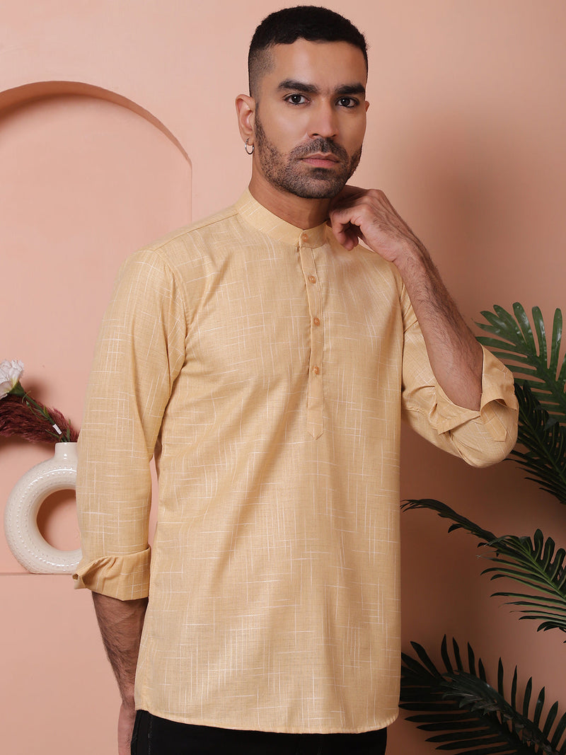 Men Woven Design Short Kurta