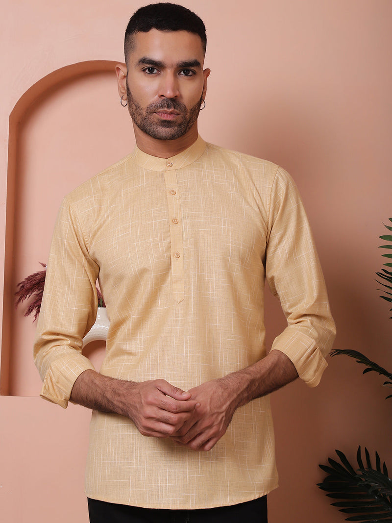 Men Woven Design Short Kurta