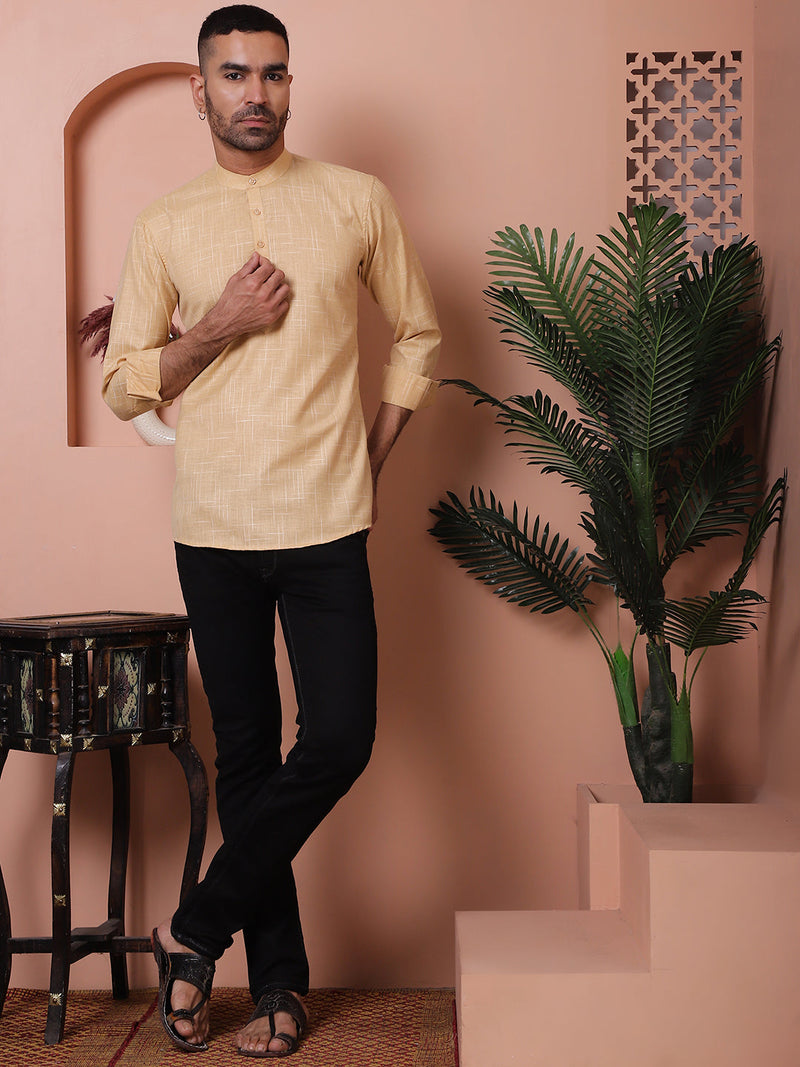 Men Woven Design Short Kurta