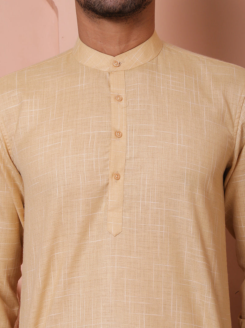 Men Woven Design Short Kurta