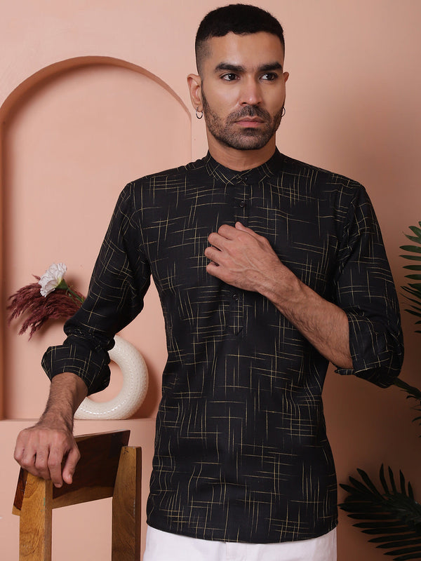 Men Woven Design Short Kurta