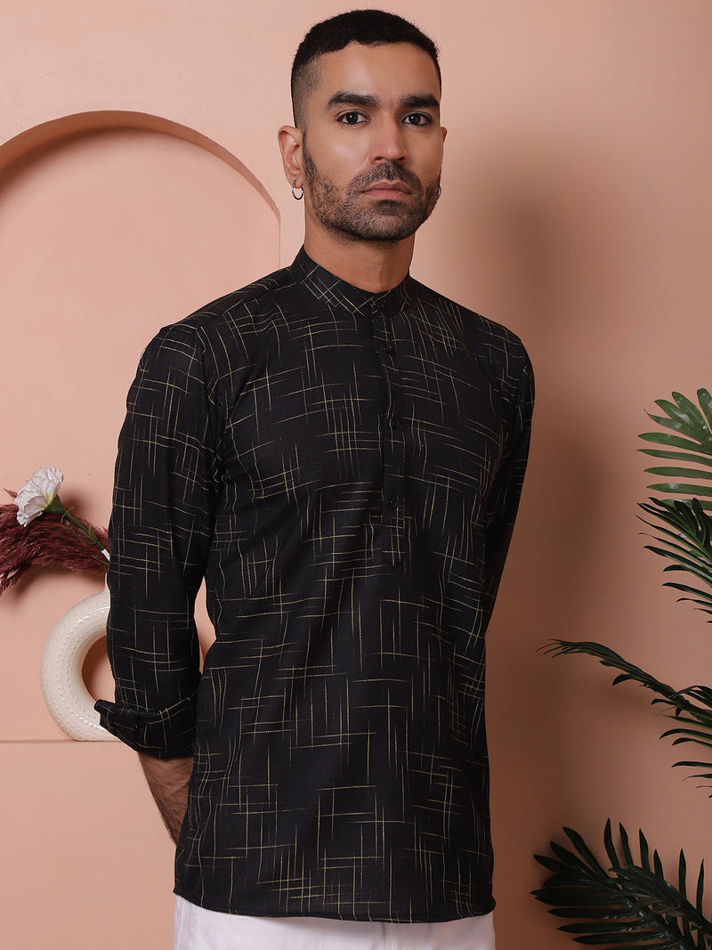 Men Woven Design Short Kurta