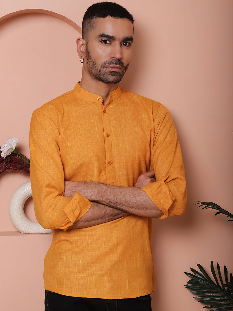 Men Woven Design Short Kurta