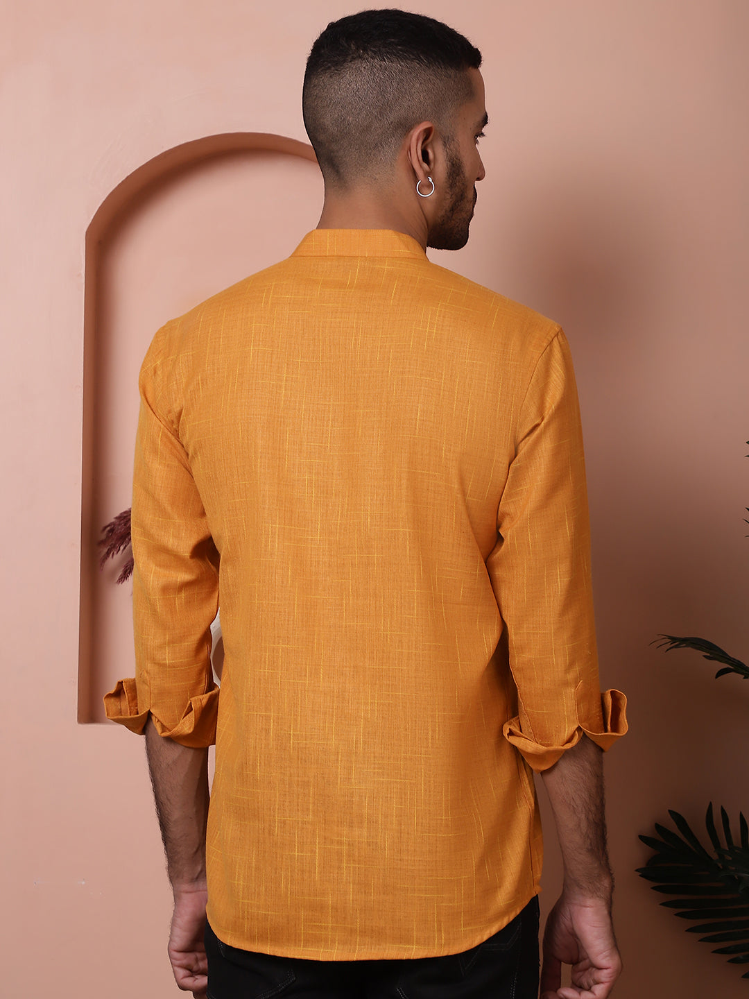 Men Woven Design Short Kurta