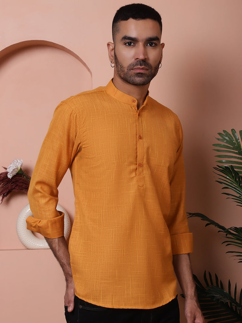 Men Woven Design Short Kurta