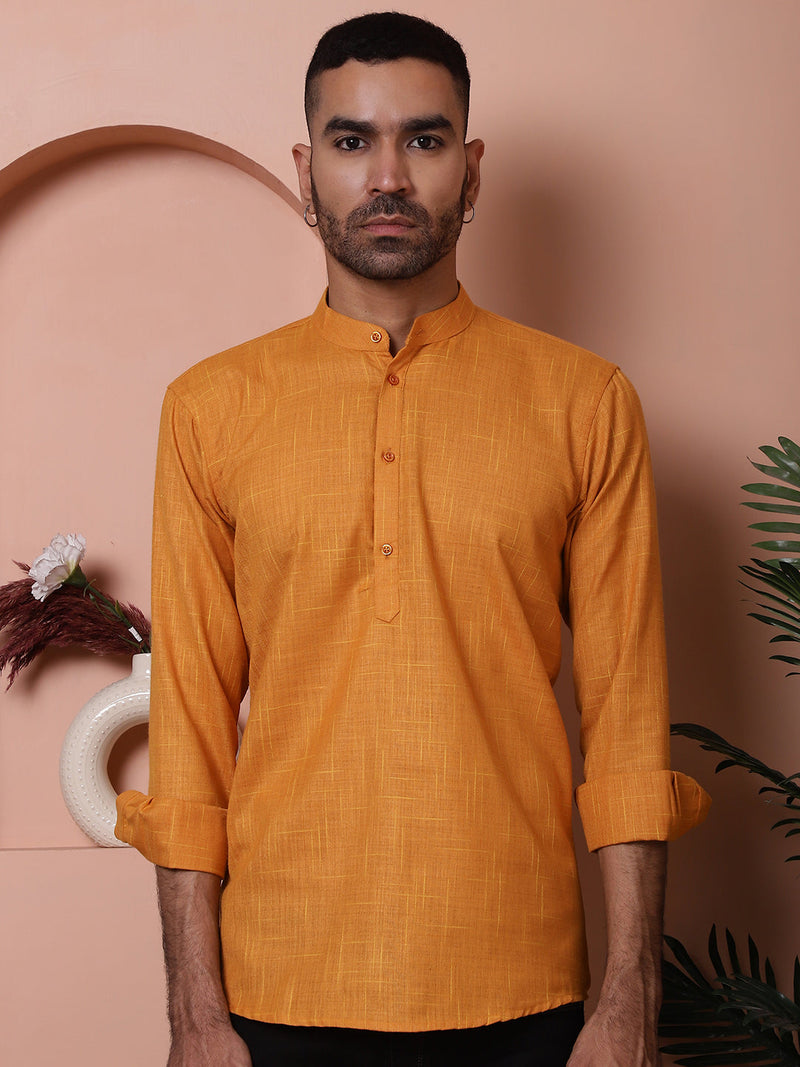 Men Woven Design Short Kurta