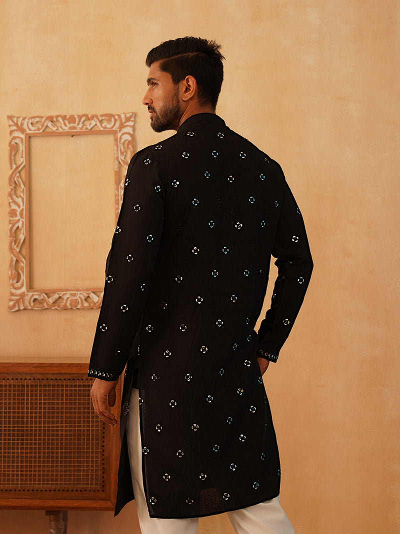 Embroidered & Sequin Cotton Blend Kurtas