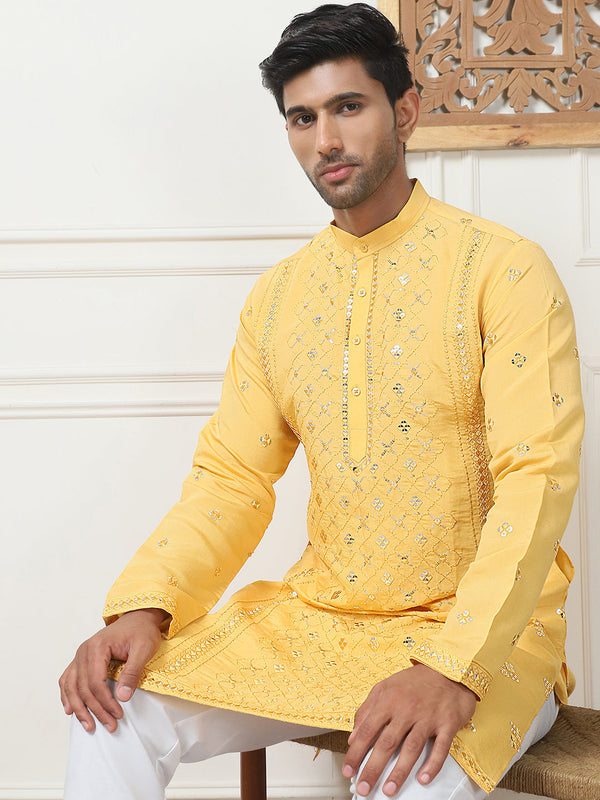 Embroidered & Sequin Cotton Blend Kurtas