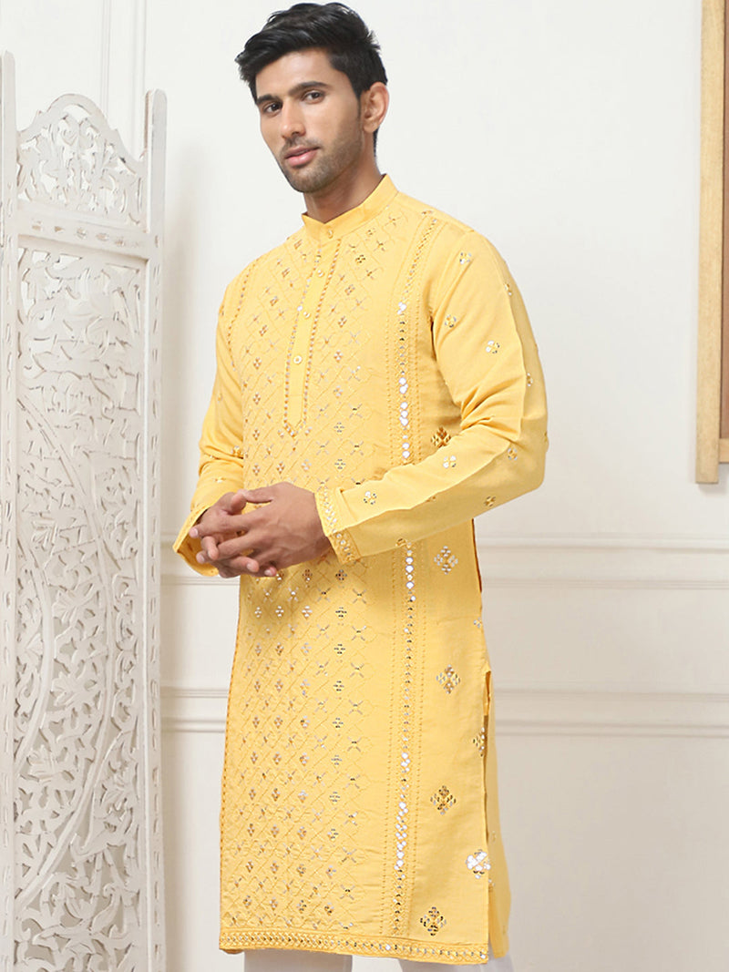 Embroidered & Sequin Cotton Blend Kurtas