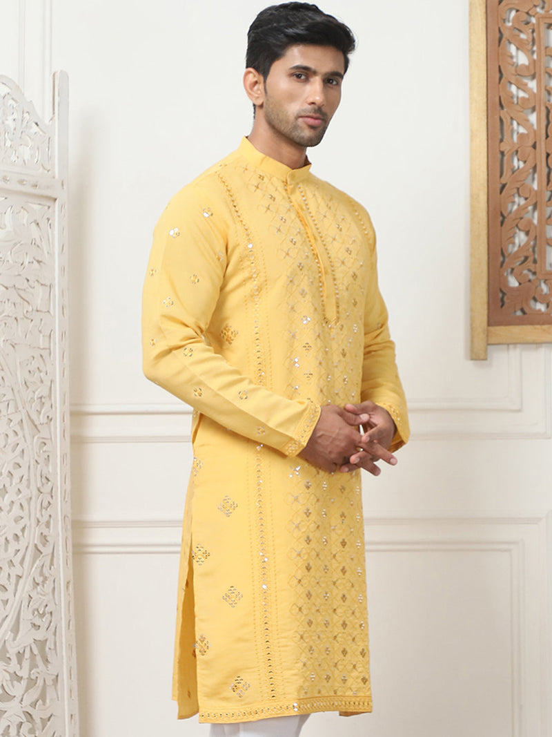 Embroidered & Sequin Cotton Blend Kurtas