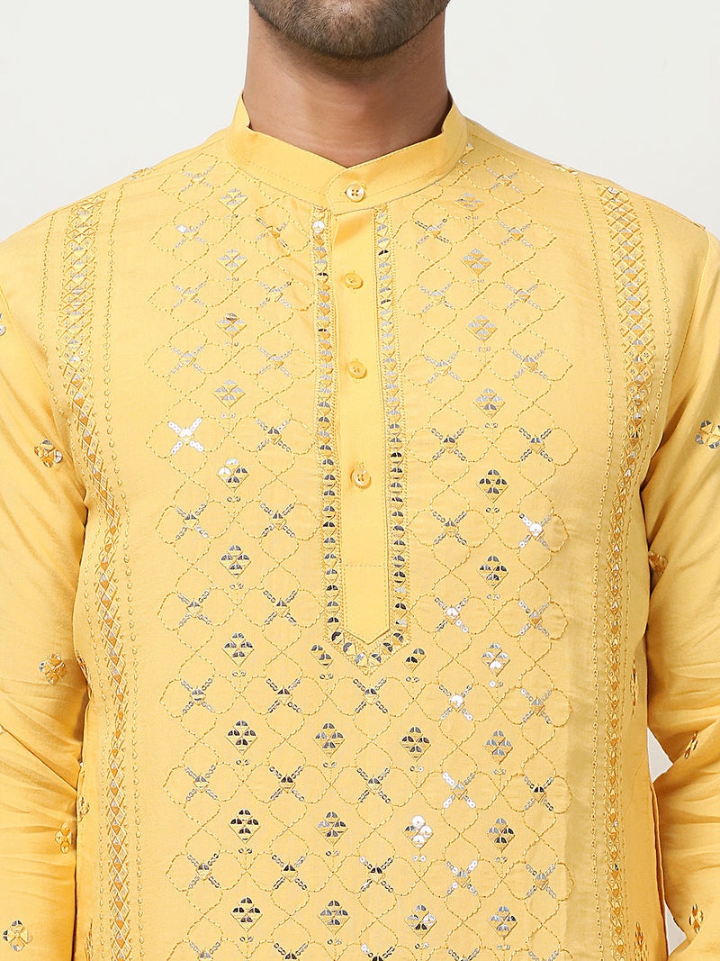 Embroidered & Sequin Cotton Blend Kurtas