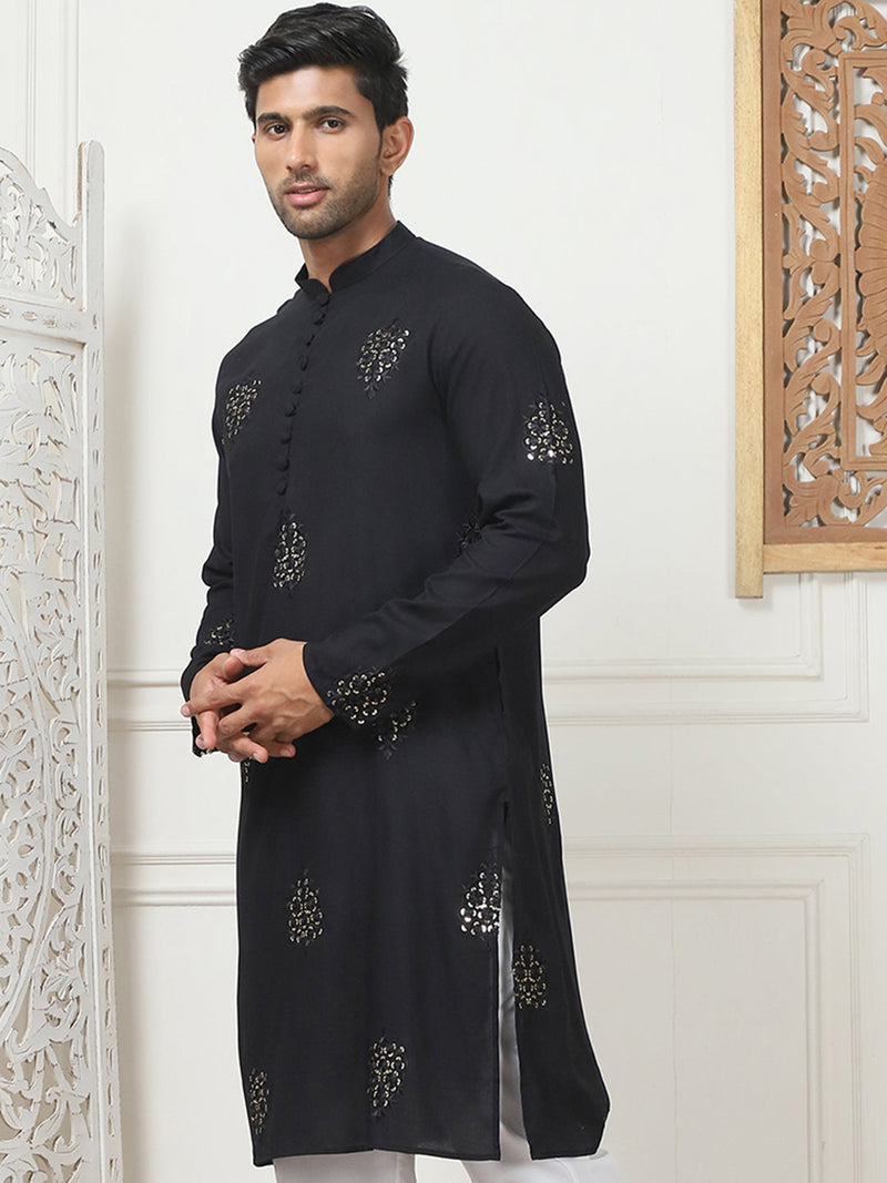 Embroidered Viscose Rayon Straight Kurtas