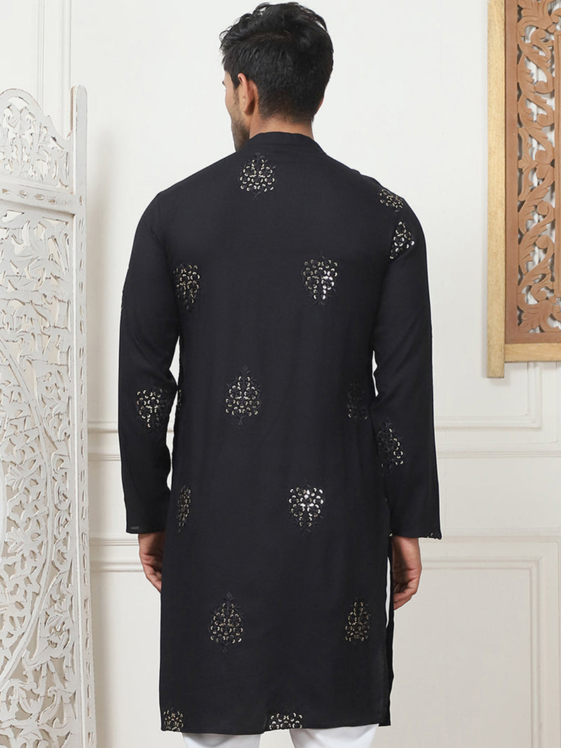 Embroidered Viscose Rayon Straight Kurtas