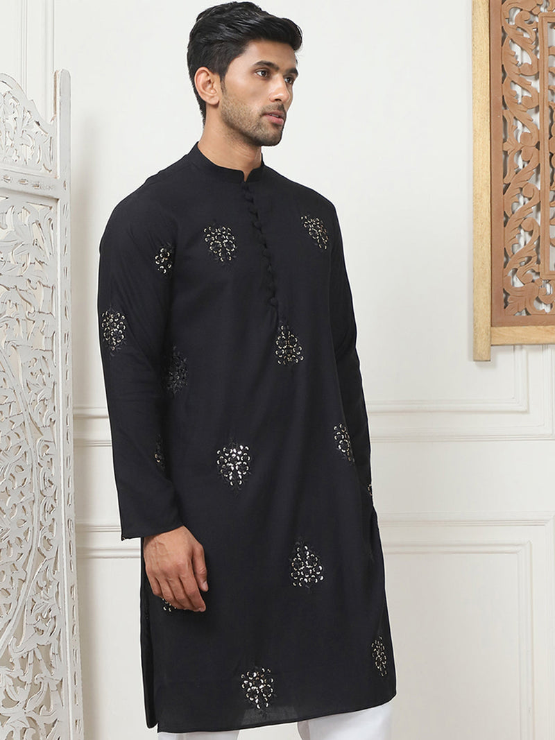 Embroidered Viscose Rayon Straight Kurtas