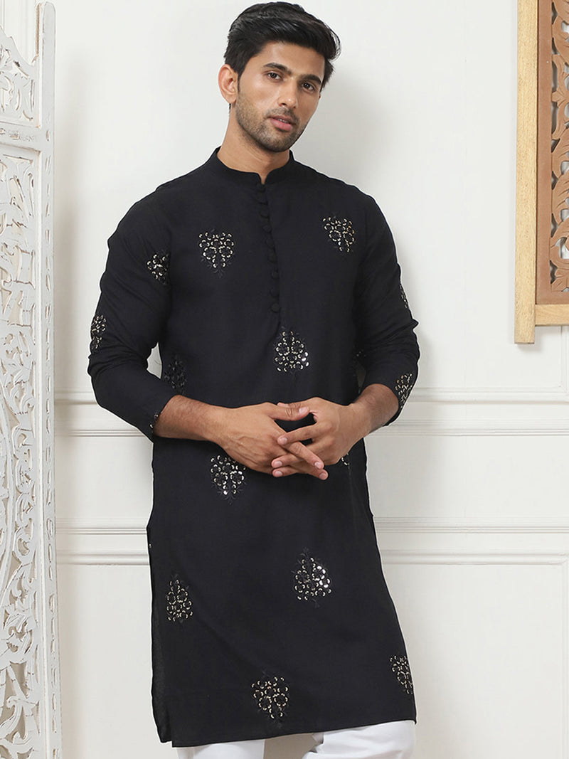 Embroidered Viscose Rayon Straight Kurtas