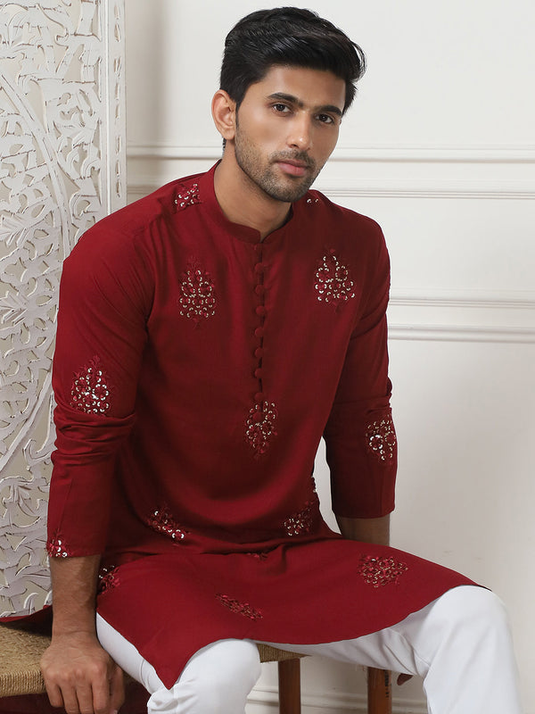 Embroidered Viscose Rayon Straight Kurtas