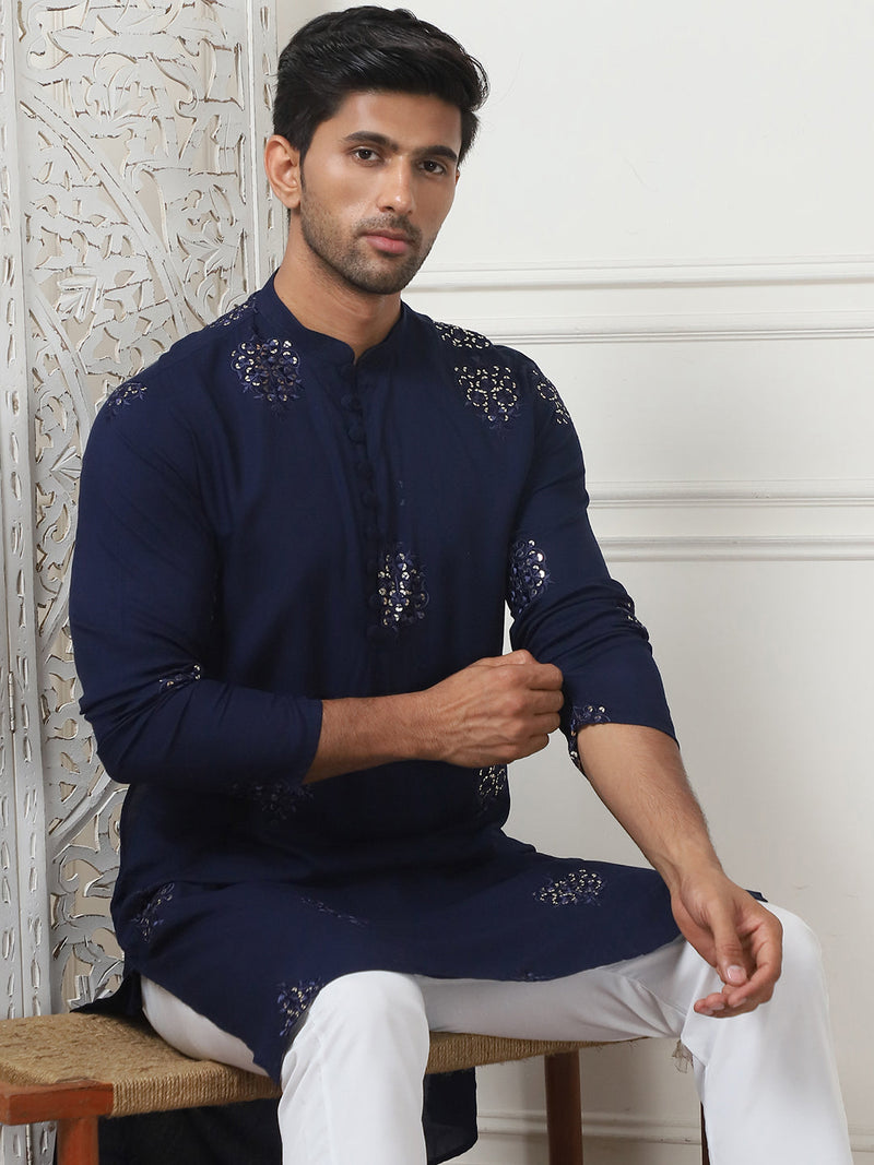 Embroidered Viscose Rayon Straight Kurtas