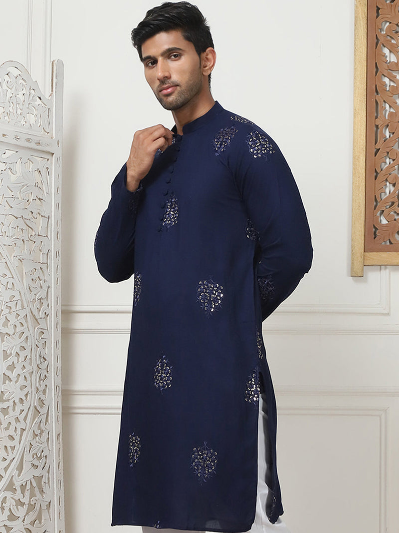 Embroidered Viscose Rayon Straight Kurtas