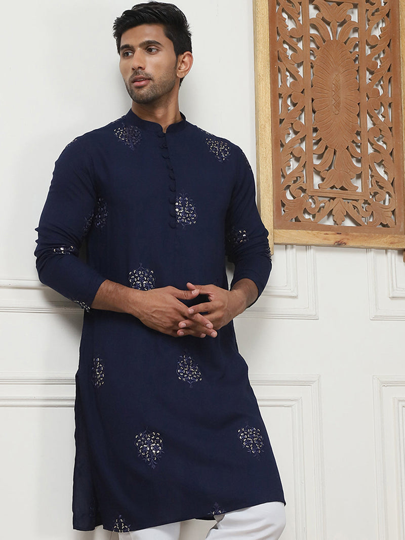 Embroidered Viscose Rayon Straight Kurtas