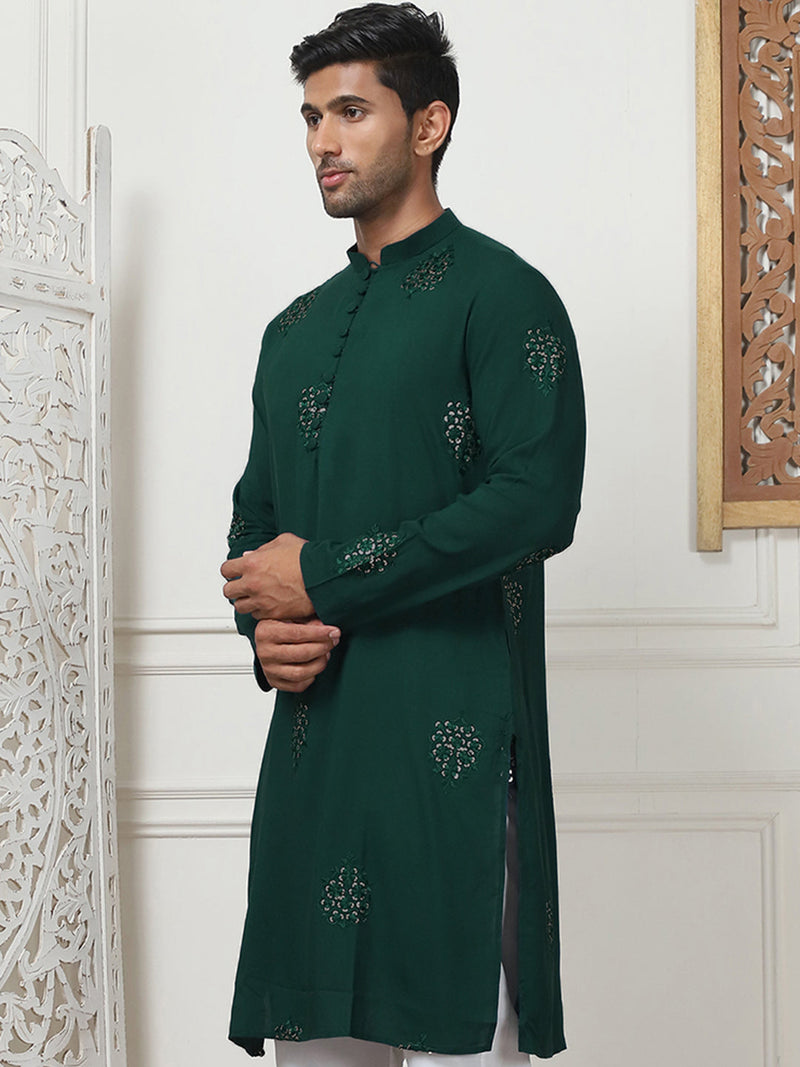 Embroidered Viscose Rayon Straight Kurtas