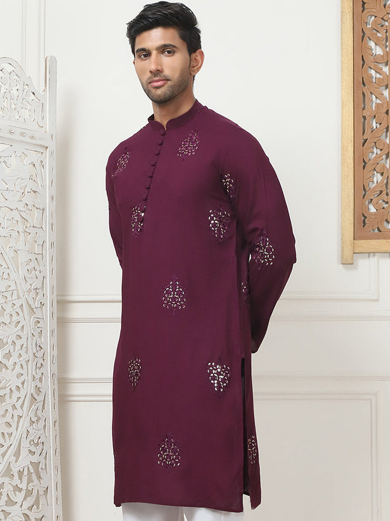 Embroidered Viscose Rayon Straight Kurtas