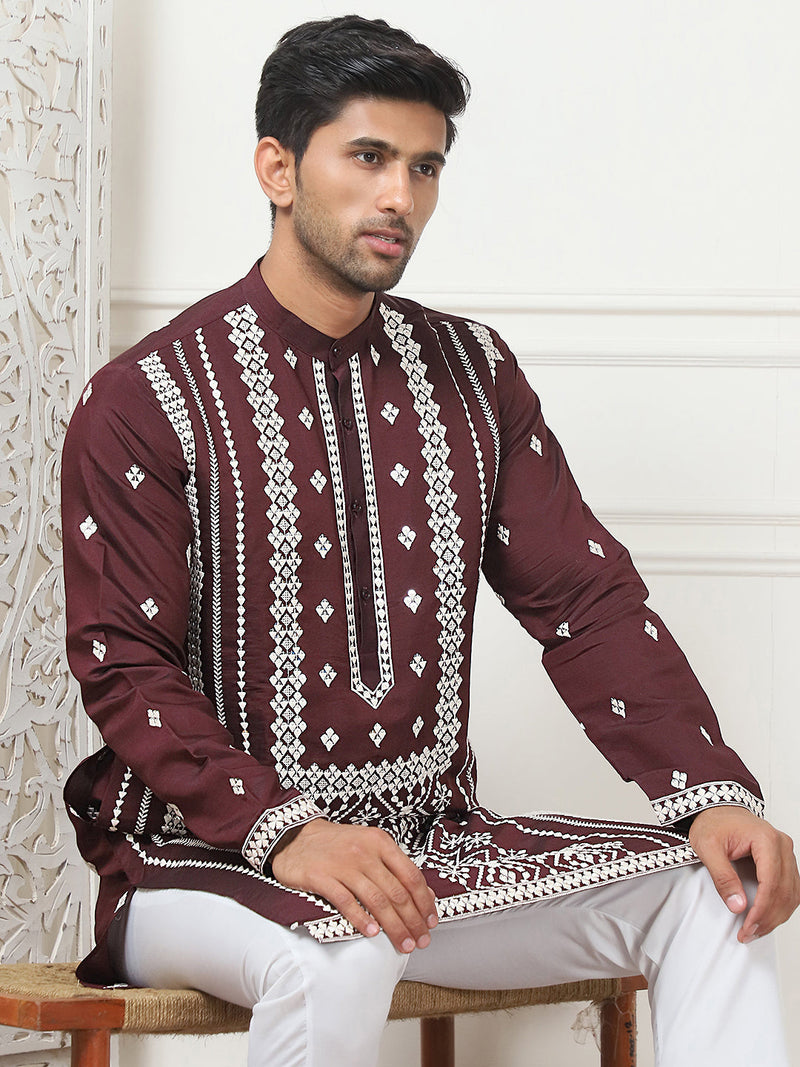 Embroidered & Sequin Cotton Blend Kurtas