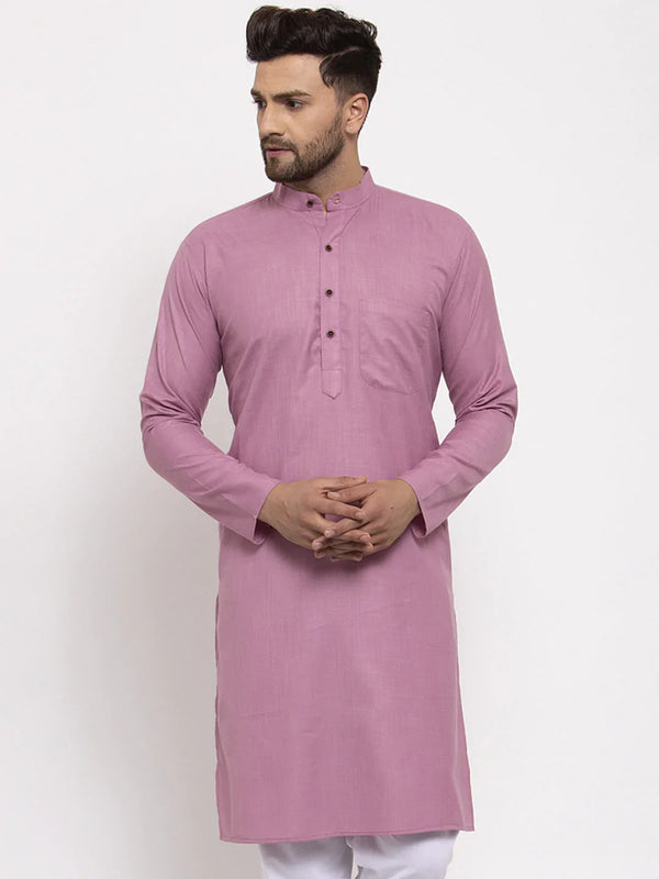 Men Magenta & White Solid Kurta Only ( KO 532 Magenta )