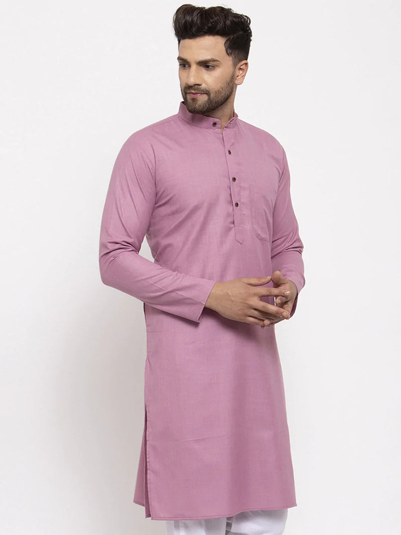 Men Magenta & White Solid Kurta Only ( KO 532 Magenta )