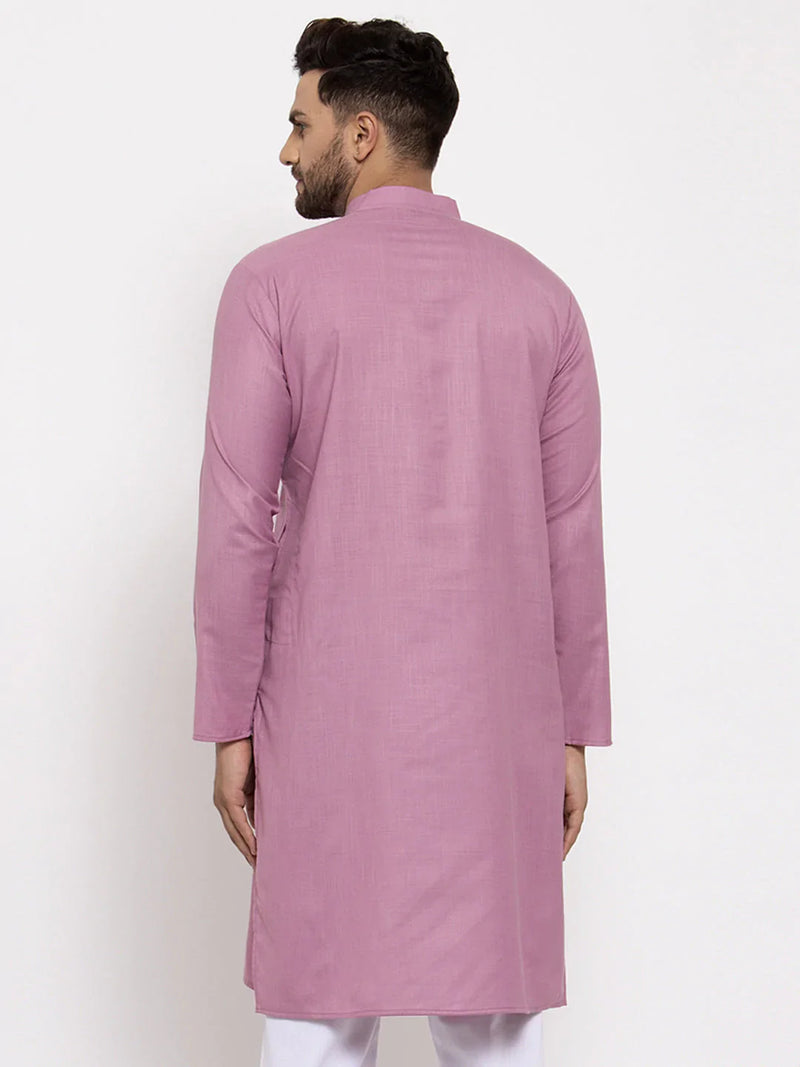 Men Magenta & White Solid Kurta Only ( KO 532 Magenta )