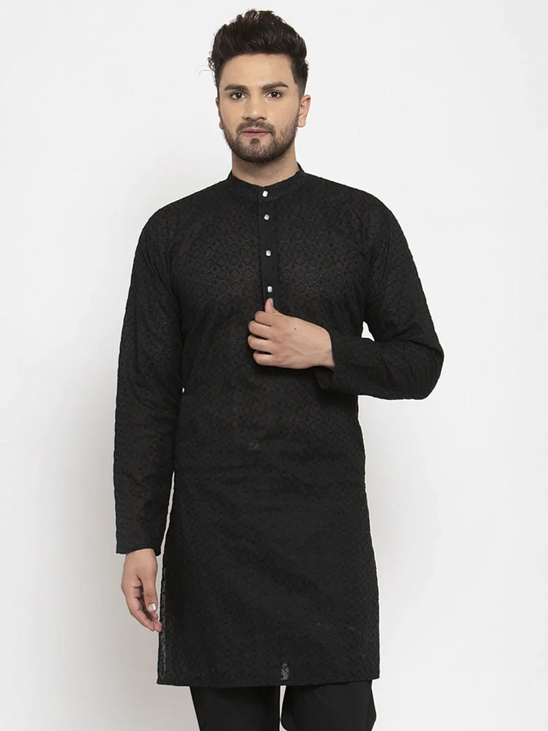 Jompers Men Black Chikan Kurta Only ( KO 561 Black )