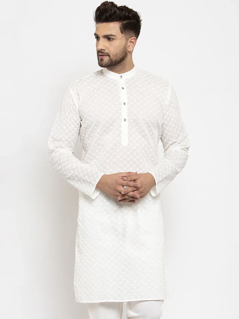 Jompers Men Cream Chikan Kurta Only ( KO 561 Cream )