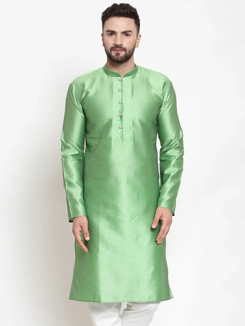 Jompers Men Green & White Self Design Kurta Only ( KO 589 Green )