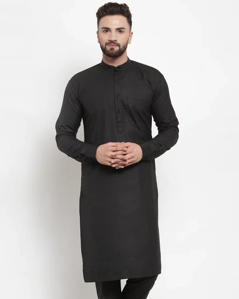 Jompers Men Black Solid Kurta Only ( KO 592 Black )