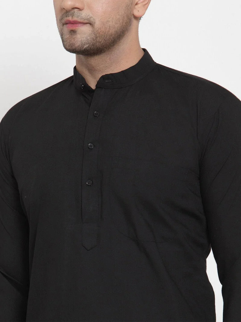 Jompers Men's Black Cotton Solid Kurta Only ( KO 611 Black )