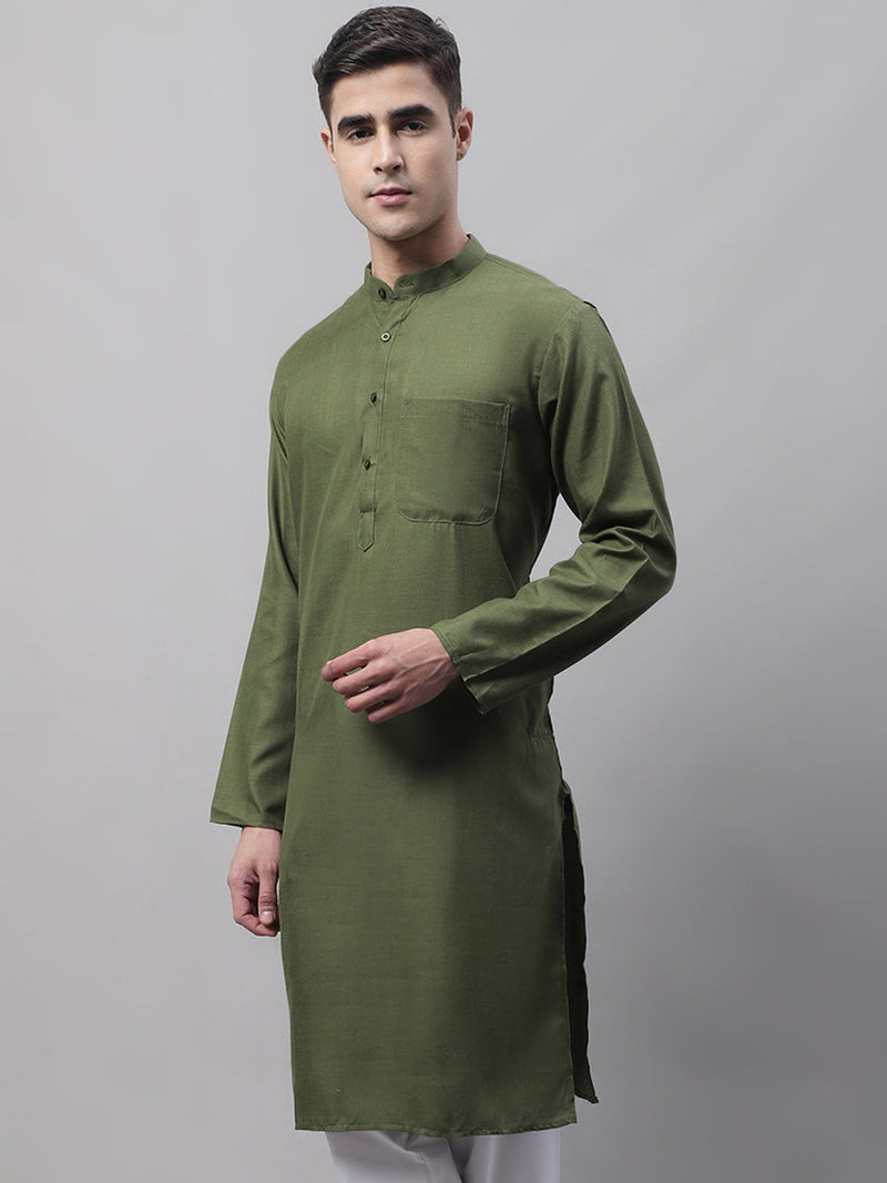 Jompers Men's Cotton Solid Kurtas