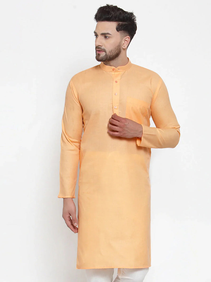 Jompers Men's Orange Cotton Solid Kurta Only ( KO 611 Orange )