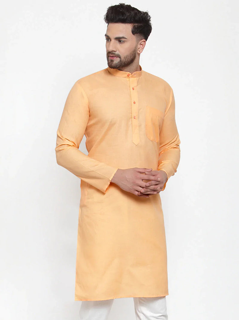 Jompers Men's Orange Cotton Solid Kurta Only ( KO 611 Orange )