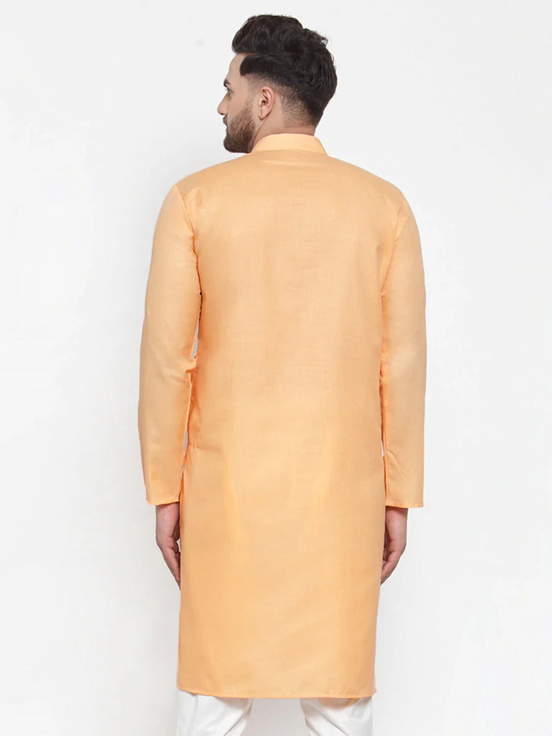 Jompers Men's Orange Cotton Solid Kurta Only ( KO 611 Orange )