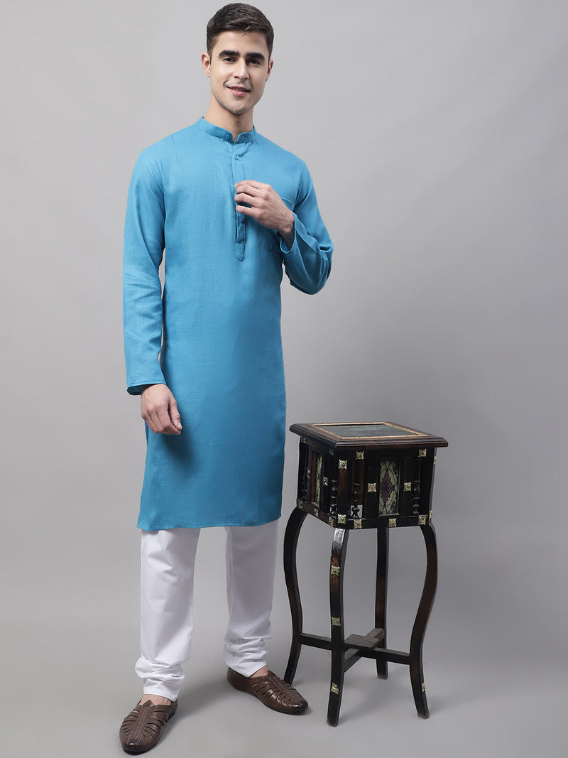 Jompers Men's Cotton Solid Kurtas