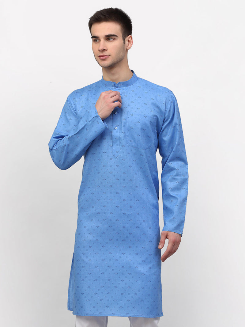 Jompers Men's Sky Printed Cotton Kurta Only