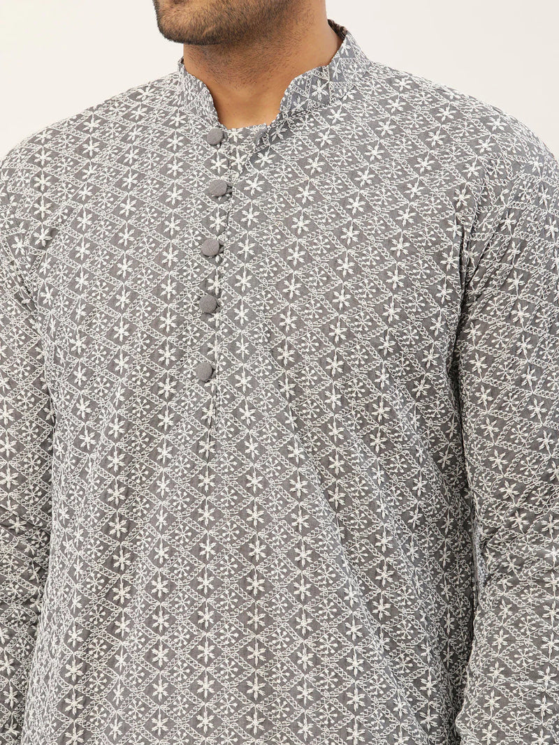 Jompers Men's Embroiderd Kurtas ( KO 626 Grey )