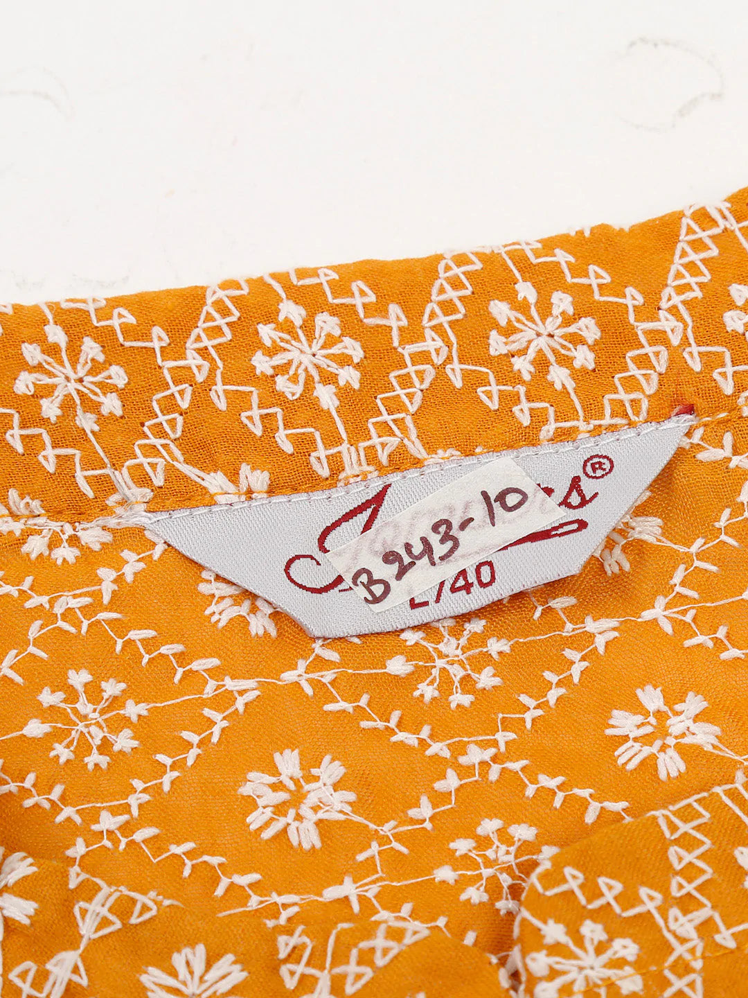 Men's Mustard & White Embroidered Straight Kurtas ( KO 626 Mustard )